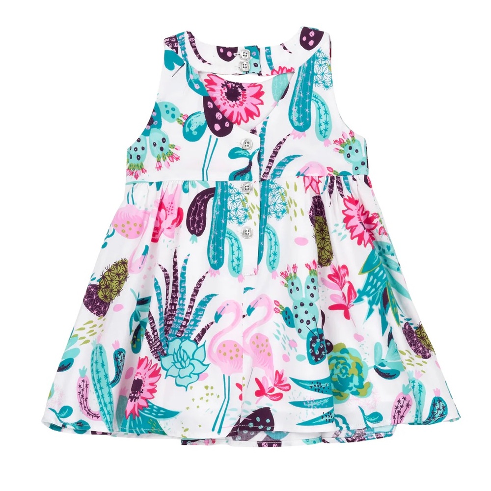 Deux par Deux Colorful Floral Kids Casual Dress